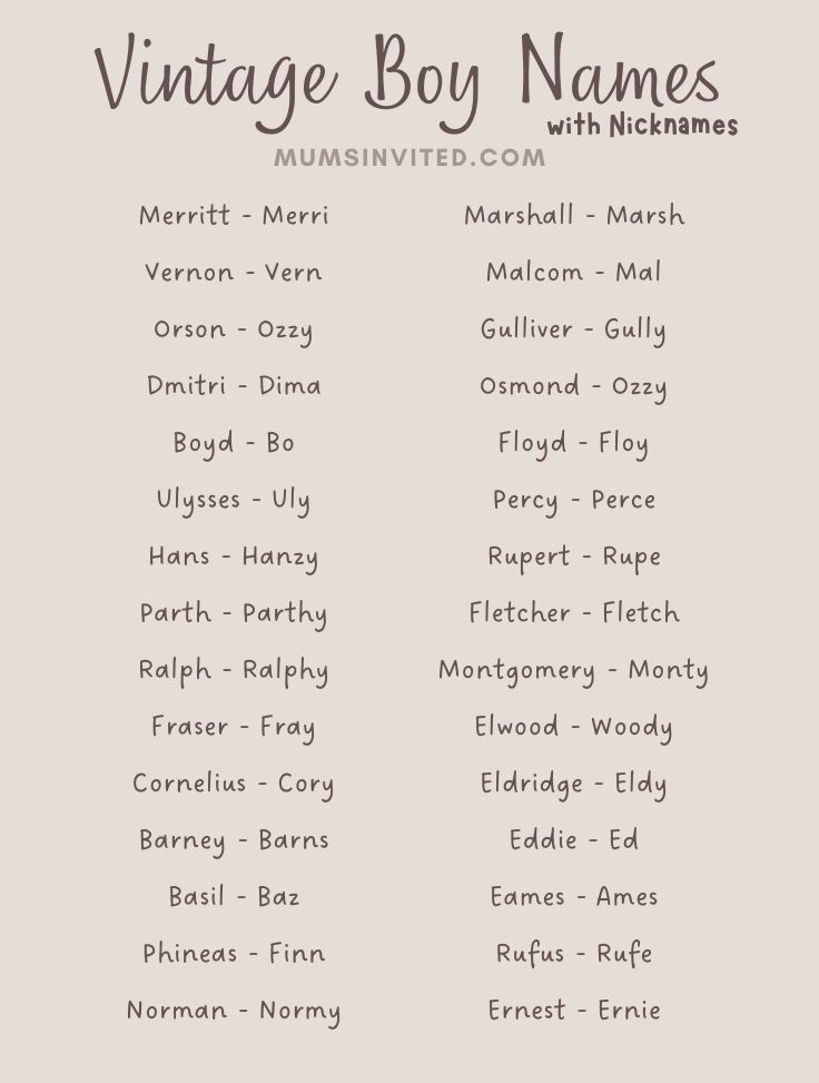 107 Forgotten Vintage Boy Names (You Don't Hear Anymore) - Mums Invited